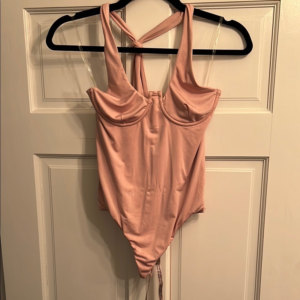 House of CB Pink Ruched Sleeveless Bodysuit